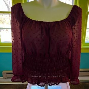 NWT sheer Maroon Blouse